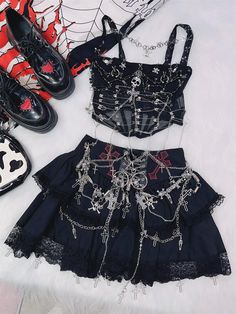 Please refer to our sizing chart for a guideline when choosing a size. 5 business days order processing time. 90% polyester 10% spandex Individual Size Chart: Unit: cm Size S Size M Size L Waist 64 68 72 Length 32 33 34 Gothic Lined Mini Skirt, Gothic Mini Skirt With Belt Loops, Pastel Goth Lace Splicing Mini Skirt, Gothic Mini Skirt With Ruffles, Spring Gothic Mini Skirt, Techno Fashion, Sci Fi Fashion, Goth Dress, Sleeveless Hoodie