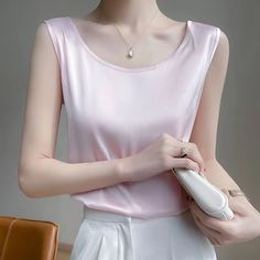 The goods have been received. Excellent on all counts. Good quality. Pleasant to the touch. I recommend the seller. Everything corresponds to the description. Office Elegant, Satin Tank Top, Silk Cami, Women's T Shirts, Sleeveless Vest, Elegant Fashion, Champagne, Satin