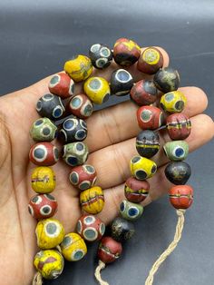 rare old ancient eye Gabri glass bead necklace beautiful multi colour 35 PCs Unique Multicolor Oval Beads, Traditional Multicolor Polished Beads, Gems, And Cabochons, Multicolor Amulet Beads For Gifts, Artisan Hand-strung Multicolor Beads, Traditional Multicolor Polished Beads, Multicolor Round Beaded Amulet Necklace, Multicolor Amulet Beaded Necklace, Multicolor Round Amulet Style Beaded Necklaces, Multicolor Beaded Amulet Necklace