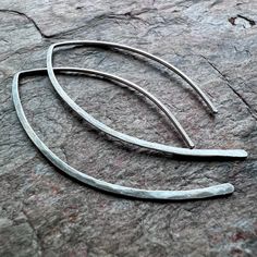 Sterling Silver Earrings Graceful Curve Earrings - Lightweight Long St – Wise Handmade Jewelry Neon Necklace, Ivory Necklace, Silver Threader Earrings, Threader Earrings Gold, Edgy Earrings, Earring Hole, Long Silver Earrings, Silver Chain Earrings, Spike Earrings