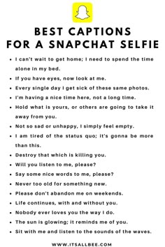 the best captions for a snapchat selfie