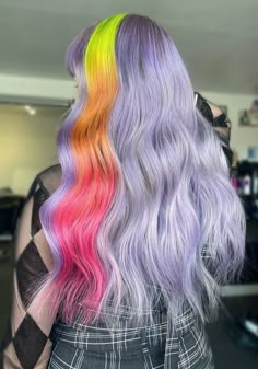 Balyage Colourful, Panels Of Color In Hair, Neon Hair Colour, Multicoloured Hair, Vivid Hair, Vivid Hair Color, Hairstyle Tutorials, Bright Hair Colors, Bright Hair