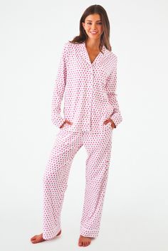 Roller Rabbit Pink Hearts Long Sleeve Polo Pajamas Cozy In Bed, Womens Dress Tops, Hearts Print, Cute Pajama Sets, Roller Rabbit, Casual Tunics, Baby Pajamas, Cute Pajamas, Polo Top