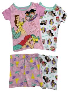 Disney Princess Girls 4pc Pajamas Pink Tee Shirt & Shorts Sleep Set 4 Your little girl will feel so special in this 4 piece cotton Disney Princess shorts & t-shirt mix & match pajama set! Size 4 4-Piece set Short sleeved sleep top Elastic waist sleep shorts 100% Cotton Made in China Payment We accept PayPal as our payment method. Immediate payment is required. If you have any questions about payment, please feel free to contact our customer support team. Return Policy We have a no hassle return Pink Tee Shirt, Disney Colors, Princess Girl, Sleep Shorts, Sleep Set, Pink Tee, Girls Pajamas, Support Team, Mix Match