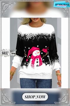 Women's Pullover Christmas Printed Raglan Women's T-shirt Small Sweater, Color Pick, Christmas Prints, Ethnic Fashion, Women Pullover, Retro Fashion, Sweaters For Women, T Shirts For Women, Christmas