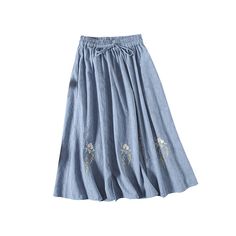 Details: Gender: Women Item Type: Skirt Material: Cotton Linen Season: Spring, Autumn Pattern: Embroidery Style: Casual, Loose, Retro Waist Type: Elastic Waist Size: One Size Waist: 60.00 - 100.00 cm/ 23.62 - 39.37 " Length: 80.00 cm/ 31.50 " Hem: 222.00 cm/ 87.40 " Casual Long Skirt With Floral Embroidery, Spring Floral Embroidered Long Skirt, Casual Embroidered Relaxed Skirt, Casual Embroidered Relaxed Fit Skirt, Casual Relaxed Embroidered Skirt, Embroidered Long Skirt For Summer, Summer Embroidered Long Skirt, Summer Long Embroidered Skirt, Relaxed Cotton Skirt With Embroidery