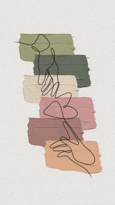 a drawing of a hand holding a heart in the middle of five different colored lines