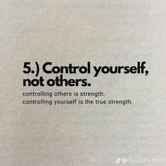 a white piece of paper with the words 5 control yourself, not others controlling yourself is the true strength