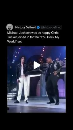 All Things History on Instagram: "Michael Jackson was so happy Chris Tucker joined in for the "You Rock My World" set."