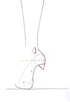 a drawing of a woman's foot with lines drawn on it and the bottom half of