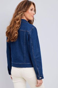 The perfect cropped denim jacket in a stretchy cotton-rich fabric with stud buttons to the cuffs and chest pockets. Jackets Casual, Rich Fabric, Casual Jackets, Padded Coat, Cropped Denim Jacket, Casual Clothes, Coats And Jackets, Casual Clothing, Cropped Denim