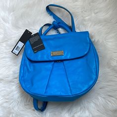 Marc Jacobs Backpack Leather Blue Blue Backpack With Dust Bag For Everyday Use, Modern Blue Backpack Bag, Blue Backpack For Shopping, Blue On-the-go Backpack With Adjustable Strap, Blue Crossbody Backpack With Removable Pouch, Blue Tote Backpack With Removable Pouch, Blue Leather Backpack For School, Blue Satchel Leather Backpack For On-the-go, Blue Leather Backpack With Removable Pouch For Daily Use