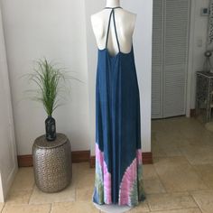 V Neck Strappy Tie Dye Maxi Dress, Size Medium 95% Rayon, 5% Spandex White,Blue,Pink, Green American Twist Loose Fit Straps Are Not Adjustable Blue V-neck Maxi Dress With Tie Back, Summer Stretch Maxi Dress For Vacation, Spring Stretch Casual Beach Dress, Casual Stretch Beach Dress For Spring, Casual Spring Stretch Beach Dress, Stretch Rayon Maxi Dress, Casual Stretch Beach Cover-up Dress, Blue Cotton Maxi Dress With Tie Back, Casual Cotton Halter Neck Maxi Dress