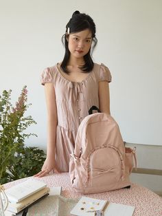 Composition : nylon / lining: polyesterColor : pinkCountry of Origin : Republic of Korea Pink Backpack, Composition, Bag Lady, Ribbon, Backpacks, The Originals, Pink