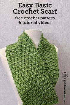 an easy crochet scarf is shown on a mannequin