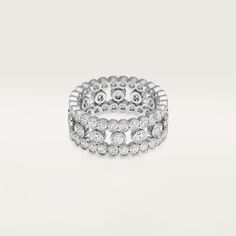 Cartier - Broderie de Cartier ring - Ring White gold/Gold - Broderie de Cartier ring, white gold 750/1000, set with 70 brilliant-cut diamonds totaling 2.43 carats (for size 52). Please note that the carat weight, number of stones and product dimensions will vary based on the size of the creation you order. For detailed information please contact us. Luxury Cartier White Gold Wedding And Engagement Ring, Most Expensive Ring, Trinity Bracelet, Trinity Necklace, Cartier Earrings, Huge Rings, Cartier Necklace, Expensive Rings, Rings Collection