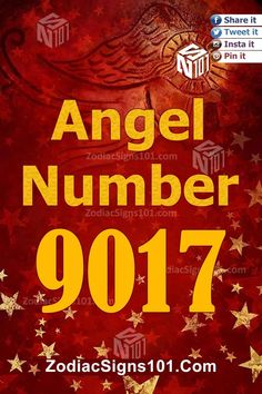 an angel number poster with gold stars and the words angel number 9117 on it