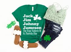 4 Fathers of St Patricks Day This t-shirt is everything you’ve dreamed of and more. It feels soft and lightweight, with the right amount of stretch. It’s comfortable and flattering for both men and women. Graphic: printed with non toxic vegan ink bonds with garment fibers meaning no peeling 100% combed and ring-spun cotton (heather colors contain polyester) Color garments have a vintage/ muted appearance Printed in the U.S Sizing: Unisex. Please refer to size chart before ordering. Women should Saint Patricks Day Shirts Women, St Patricks Day Shirts For Women, St Patrick’s Day Shirts, St Patrick’s Day Shirt Ideas, St Patricks Day Outfits, Women Drinking, Tshirt Prints, St Pattys Shirt, Funny St Patricks Day