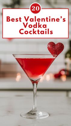 A romantic red vodka cocktail served in a martini glass, garnished with a glittery red heart decoration on the rim. Perfect for Valentine's Day, date nights, and romantic celebrations, this vibrant and elegant drink is ideal for parties, special occasions, and easy vodka cocktail recipes with a festive touch.