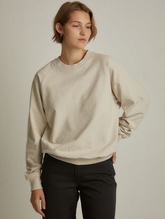 Editor's NotesCut from soft cotton blend fabric, this loose fitting sweatshirt features minimalistic long-sleeved design. Wear yours alone, or layer with various items throughout the seasons. - Natural, relaxed silhouette- Basic crewneck and long sleeved silhouette- Casual raglan sleeves- Voluminous long sleeves with seam detail- Ribbed finishes at edgesMeasurements(in.)Size One Size(XS-M)- Shoulder+Sleeve: 30.91 in - Bust: 22.64 in - Armhole: 13.19 in - Hem: 14.96 in - Length: 26.38 in * Model info: Height 5' 7 Bust 31.5 Waist 25 Hip 36.5, wearing Size One Size(XS-M)Composition & Care- 90% Cotton, 10% Polyester / Trim: 95% Cotton, 5% Spandex - Dry Cleaning only Designer- by LARGO Basic Crewneck, The Seasons, Shoulder Sleeve, Raglan Sleeve, Loose Fitting, Cotton Blend, Top Outfits, Crew Neck, Sweatshirts