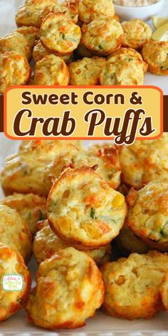 sweet corn and crab puffs on a plate