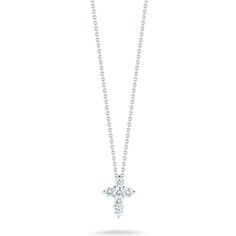 Dive into the world of elegance and luxury with the enchanting Tiny Treasures White Gold Diamond Cross Necklace by Roberto Coin! This stunning piece is more than just jewelry; it's an expression of your inner radiance. Crafted with utmost precision, this exquisite diamond cross is a true embodiment of grace and sophistication. Embellished with a constellation of dazzling diamonds totaling 0.20 carats, it's as if stars have been captured and set into the pure embrace of 18K white gold.Radiating f Elegant Single Cut Diamond Cross Pendant Jewelry, Elegant Cross Pendant Diamond Necklace For Formal Occasions, Elegant Single Cut Diamond Cross Pendant, Timeless Diamond Cross Pendant Jewelry, Custom Luxury Diamond Pendant Necklace, Luxury Custom Diamond Pendant Necklace, Elegant Diamond Cross Pendant Necklace Vvs Clarity, Luxury Diamond Cross Pendant Necklace For Formal Occasions, Elegant Cross Pendant Jewelry With Brilliant Cut