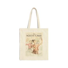 a tote bag with an advertisement for the north yorker, featuring two women