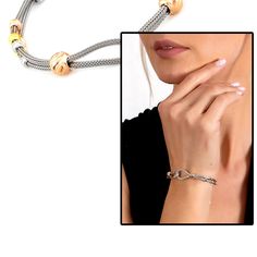 Design Inspiration : Knot design Dorica Knot is one of our bestselling charm bracelet is the perfect foundation for your collection. Crafted in sleek sterling silver and it has triple color.It is design for you to bring you or your loved ones joy. Material & Details : Dorica Knot model bracelet is an elegant design. The bracelet for women made up of high quality 925 sterling silver. Handiwork and Lightweight weighs only 7.5 grams and has 8 inch (8) chain length. Ideal Gift Choice : It comes in a Modern White Gold Jubilee Charm Bracelet, Adjustable Tarnish-resistant Sterling Silver Bracelet, Tarnish Resistant Charm Bracelet For Anniversary, Silver Tarnish-resistant Bracelets, Fine Jewelry Metal Bracelets As Gift, Rose Gold Metal Bracelet With Polished Finish, Adjustable Fine Jewelry Bracelet As Gift For Her, Modern Twist Metal Jewelry For Gifts, Modern Twist Metal Jewelry As A Gift