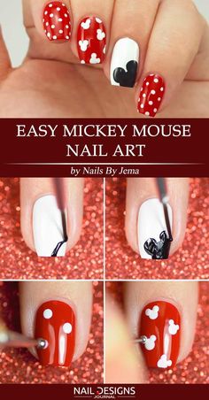 Didacticiels d’art sur les ongles de Mickey Mouse que vous voudrez essayer Mouse Nail Art, Minnie Mouse Nails