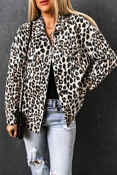 This Leopard Print Button Up Denim Jacket is the perfect addition to your wardrobe.Crafted from 100% cotton. this jacket is designed to be lightweight and comfortable.The leopard print pattern adds a unique and stylish touch to the jacket. making it a great choice for any occasion.The button up design makes it easy to put on and take off. while the denim fabric ensures durability and longevity.The jacket also features two front pockets. perfect for carrying your essentials.Whether you're looking Jacket Making, Leopard Print Pattern, Printed Denim Jacket, The Leopard, Maxi Dresses Casual, Printed Denim, Leopard Pattern, New Arrival Dress, Two Piece Dress