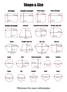 the shape and size chart for shapes