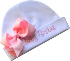 Wonderful Keepsake for Baby Girl and mom to be! Recommended Ages: Newborn-6 month Each Hat is meticulously and proudly Embroidered in the USA by Funny Girl Designs ***CARE INSTRUCTIONS FOR YOUR EMBROIDERED PRODUCT**** Machine wash inside out in cold water, gentle cycle; do not soak or bleach. Lay flat to dry and if you iron make sure to iron inside out on low heat. (ironing on the name can cause the thread to melt)!