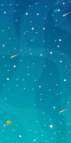 an animated space scene with stars and planets