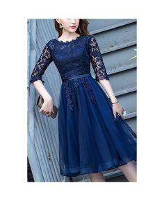 Get 10% off now! Buy navy blue lace sleeve homecoming dress knee length at cheap price online. Free stable shipping and pro custom service since 2009. Blue Lace Dress For Homecoming, Blue Lace Dress For Prom Season, Blue Lace Dress For Prom, Blue Knee-length Dress With Lace Patchwork, Blue Lace Trim Dress For Prom, Blue Lace Trim Prom Dress, Blue Knee-length Lace Dress For Wedding, Blue Fitted Lace Dress For Prom, Blue Prom Dress With Lace Trim