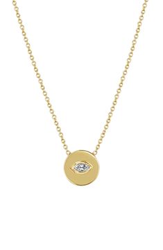 Bring powerful polish to your stack with this 14-karat-gold pendant necklace featuring a twinkling marquise-cut diamond. Diamond 5mm W x 3mm H Total diamond weight: 0.06ct. 14k gold/diamond Made in the USA >Diamond Guide Luxury Gold Marquise Cut Necklace, Yellow Gold Marquise Necklace With Single Diamond, Gold Marquise Cut Necklace For Gift, Marquise Yellow Gold Diamond Necklace Gift, Gold Necklace With Single Marquise Cut Diamond, Gold Marquise Diamond Necklace For Gift, Gold Necklace With Marquise Cut Diamond, Gold Marquise Cut Necklace With Single Diamond, 14k Gold Marquise Diamond Necklace Gift