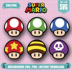 super mario mushroom svg cut files