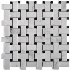 a white and black marble mosaic tile