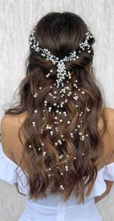 Hairstyle Party, Half Up Hairstyles, Hair Prom, Hair Bridesmaid, Wedding Hair Inspiration, Wedding Hair Down, Party Hair, Bridesmaid Hairstyles, Hairdo For Long Hair