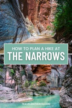 the narrows with text overlaying how to plan a hike at the narrowss