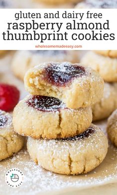 gluten and dairy free raspberry almond thumbprint cookies