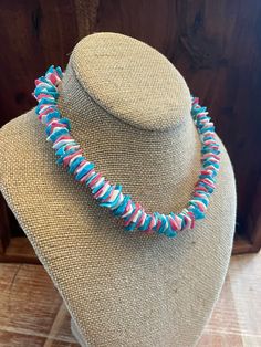 "Looking for those Puka Shell Necklaces surging into popularity again? We got em'!  This one is 7.5\" or 15\" unfastened. Made with genuine painted Puka shell chips.  Look through my listings for additional colors and sizes!" Multicolor Shell Jewelry For Vacation, Handmade Multicolor Shell For Vacation, Adjustable Blue Shell Necklace For Summer, Multicolor Shell Necklace For Vacation, Multicolor Shell Necklaces For Vacation, Blue Shell Necklace For Summer, Adjustable Multicolor Shell Necklace With Colorful Beads, Summer Multicolor Shell Jewelry, Adjustable Pink Beaded Shell Necklace