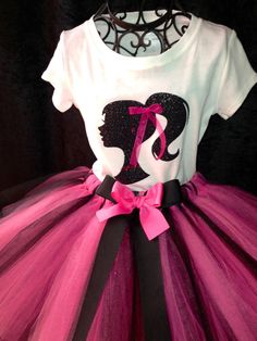 Doll Tutu, Barbie Shirt, Toddler Tutu, Black Tutu, Flower Girl Dresses Tutu, Flower Girl Tutu