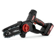 a black and red cordless tool on a white background