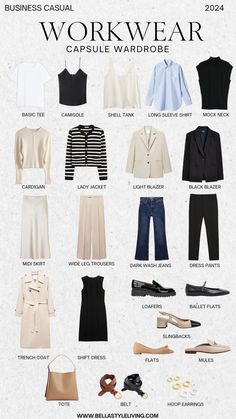 summer office attire women Business Casual Capsule Wardrobe, Business Casual Capsule, Casual Capsule Wardrobe, Interview Suits, Workwear Capsule Wardrobe, Fashion Infographic, Workwear Capsule, Capsule Wardrobe Casual