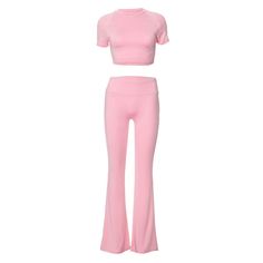 Summer New Short Sleeve round Neck Short Top Elastic Waist Pants Casual Two-Piece Suit pink-S Pink Solid Color Spring Sets, Pink Solid Color Summer Sets, Stretch Solid Color Short Sleeve Set, Fitted Pink Set For Summer, High Stretch Pink Activewear For Summer, Pink Stretch Summer Sets, Pink Stretch Activewear For Spring, High Stretch Pink Tops For Loungewear, High Stretch Solid Color Summer Sets