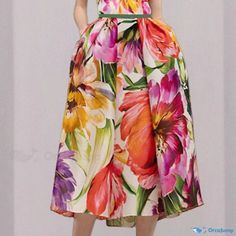 Orcajump - Latest Fashionable Sleeveless Printed Dress with A-line Cut and Waist Cinching Design Elegant Multicolor A-line Sleeveless Dress, Casual A-line Sleeveless Dress For Spring, Chic A-line Sleeveless Dress For Spring, Green Flared Skirt Dress For Spring, Spring Floral Print A-line Sleeveless Dress, Summer Sleeveless Fit And Flare Dress With Floral Print, Spring Beach Sleeveless A-line Dress, Chic Sleeveless Full Skirt Dress For Summer, A-line Sleeveless Dress For Beach In Spring