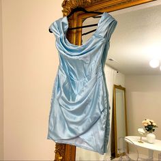 Baby Blue Off Shoulder Satin Corset Mini Dress Size Medium Blue Satin Corset Dress For Party, Blue Mini Corset Dress For Prom, Blue Fitted Satin Corset Dress, Light Blue Corset Dress Short, Blue Satin Corset Dress, Light Blue Sleeveless Satin Mini Dress, Blue Satin Mini Dress With Ruched Detail, Miss Circle, Satin Corset