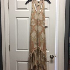 Nwt Free People High Low Dress Bohemian Fitted Beige Midi Dress, Chic Long Dresses With Fringe, Sleeveless Mini Dress For Beach In Fall, Spring Fringe Maxi Dress, Bohemian Sleeveless Midi Dress For Fall, Fall Bohemian Sleeveless Midi Dress, Sleeveless Bohemian Midi Dress For Fall, Sleeveless Fall Beach Maxi Dress, Sleeveless Maxi Dress For Beach In Fall