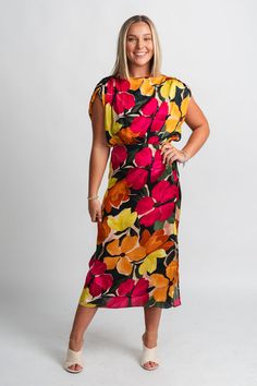 Tropical floral maxi dress fuchsia floral Vacay Dress, Tropical Maxi Dress, Bold Floral Print, Affordable Dresses, Summer Maxi, Tropical Floral, Women's Boutique, Summer Maxi Dress, Oklahoma City