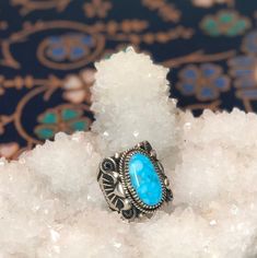 Stunning, Hand crafted Kingman Turquoise from the Kingman mine in Arizona, hand crafted by Navajo artist. Fantastic Navajo silver work! One of a kind beauty! Size 9 We also do custom ring sizing for all of our pieces. Please message us in chat on our website here and we can add sizing to this one of a kind piece. Artisan Turquoise Ring, Western Style Turquoise Sterling Silver Ring, Western Sterling Silver Gemstone Ring, Western Style Sterling Silver Gemstone Ring, Western Style Turquoise Gemstone Rings, Untreated Southwestern Turquoise Ring Gift, Southwestern Style Turquoise Gemstone Ring In Sterling Silver, Handmade Western Style Silver Turquoise Ring, Handmade Western Turquoise Ring In Sterling Silver